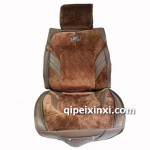 仿毛和PU拼咖色坐垫